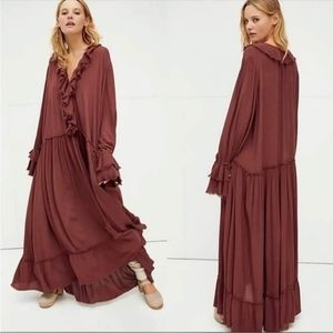 NEW Free People Women's Sweet Darlin Maxi Dress, Burgundy, Brown, M